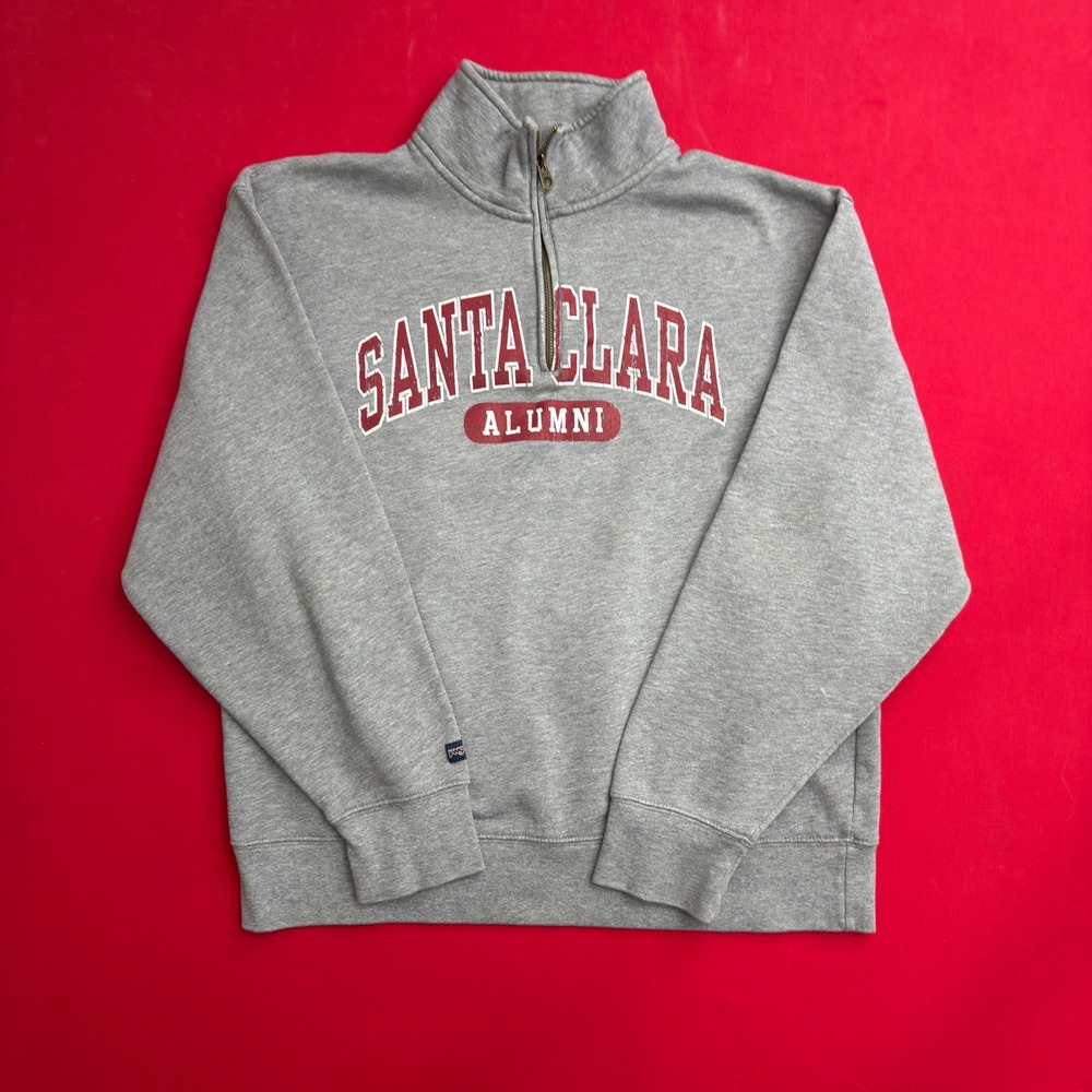 VTG STYLE Jansport Santa Clara Alumni Quarter Zip Sweatshirt Gray Mens Large